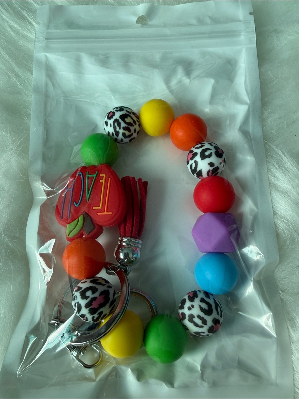 Kids Colorful Beaded Keychain Teether - Multicolor